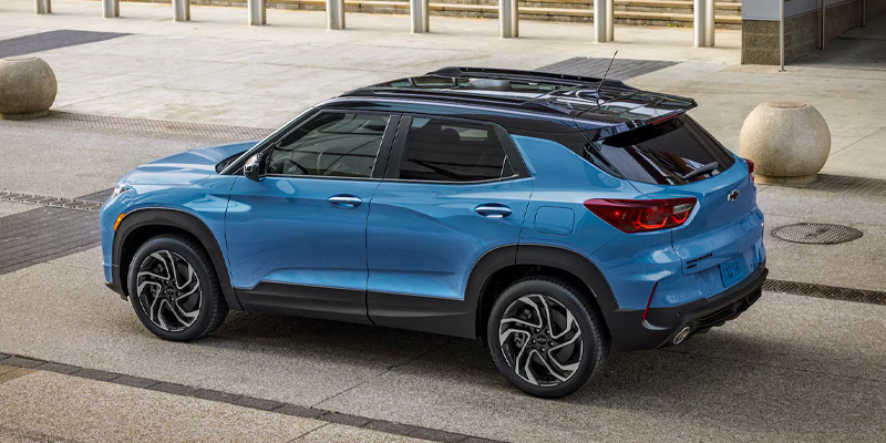 Blue 2026 Chevrolet Trailblazer driving down road in Woodruff, SC