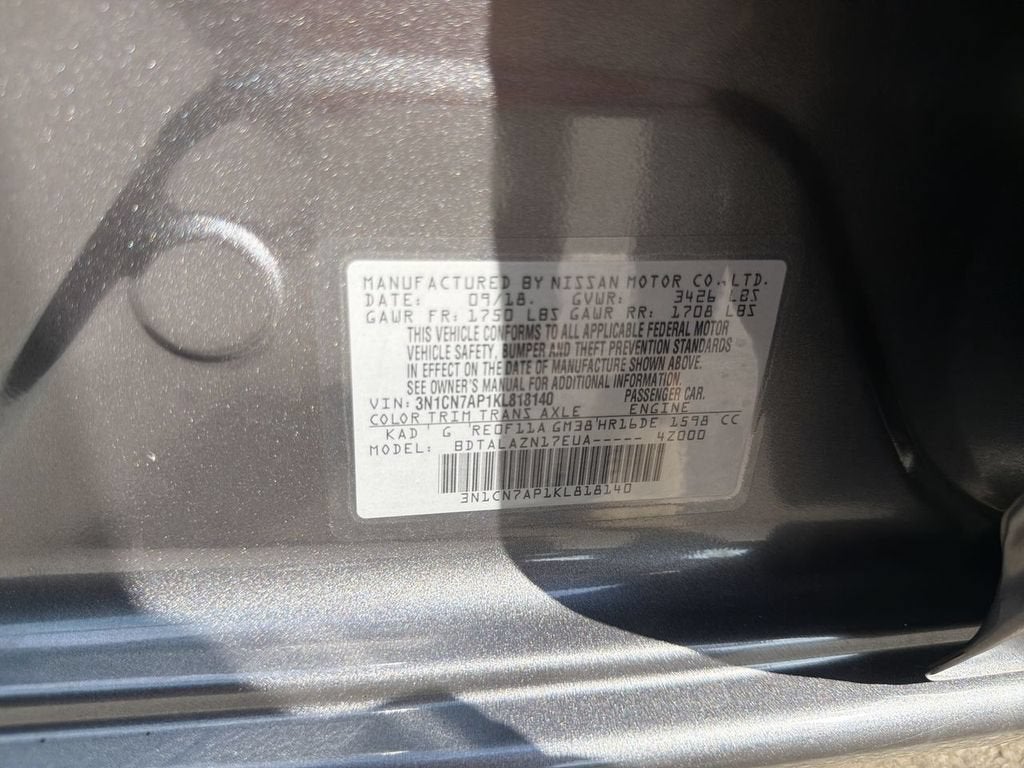 2019 Nissan Versa 1.6 S+