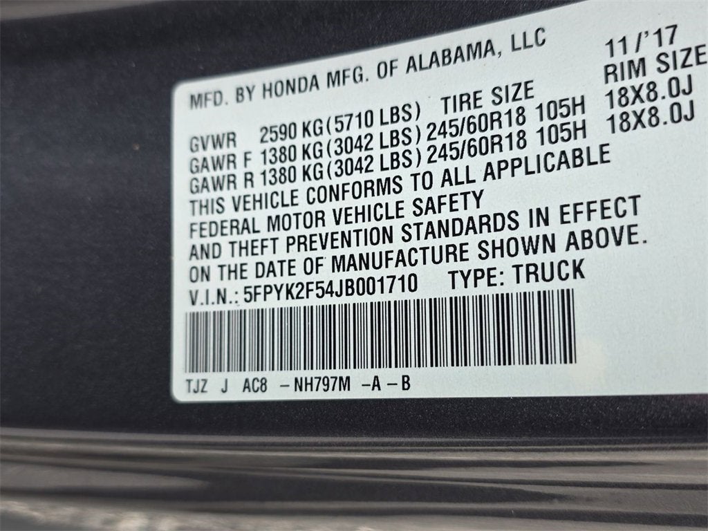 2018 Honda Ridgeline RTL